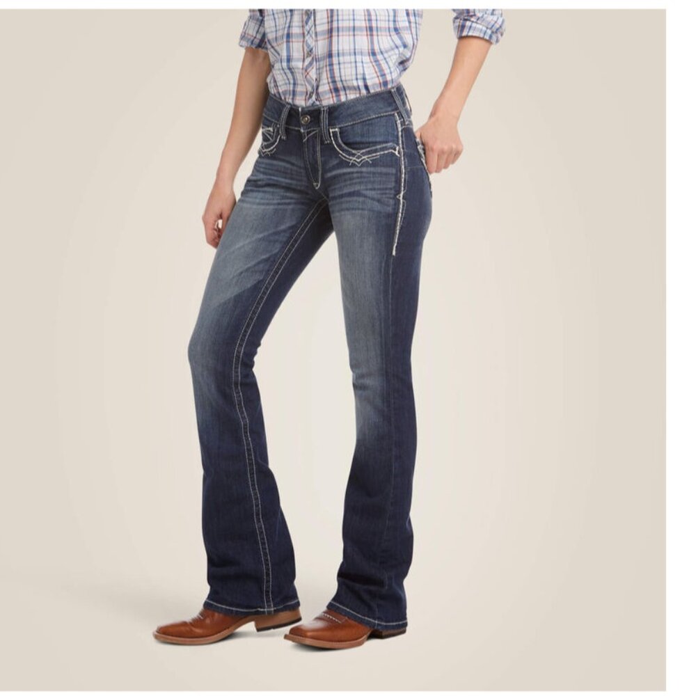 Ariat R.E.A.L. Mid Rise Stretch Entwined Boot Cut Jean, Size 28 X 35 (Long) NWT